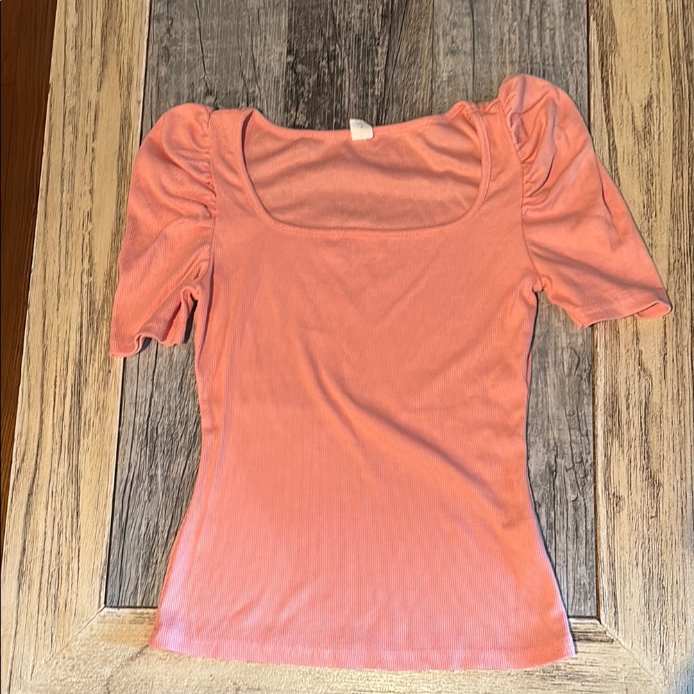 Amazon Pink Puff Sleeve Fitted Blouse